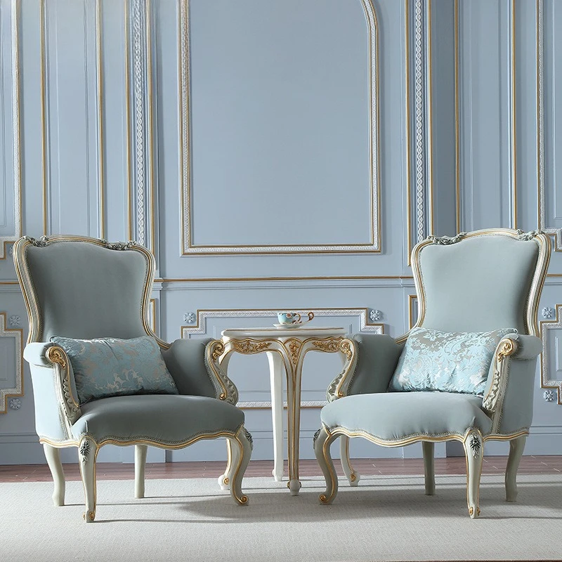 Leisure chair Diamond fleece gold-painted high backrest European sofa high-end dining chair