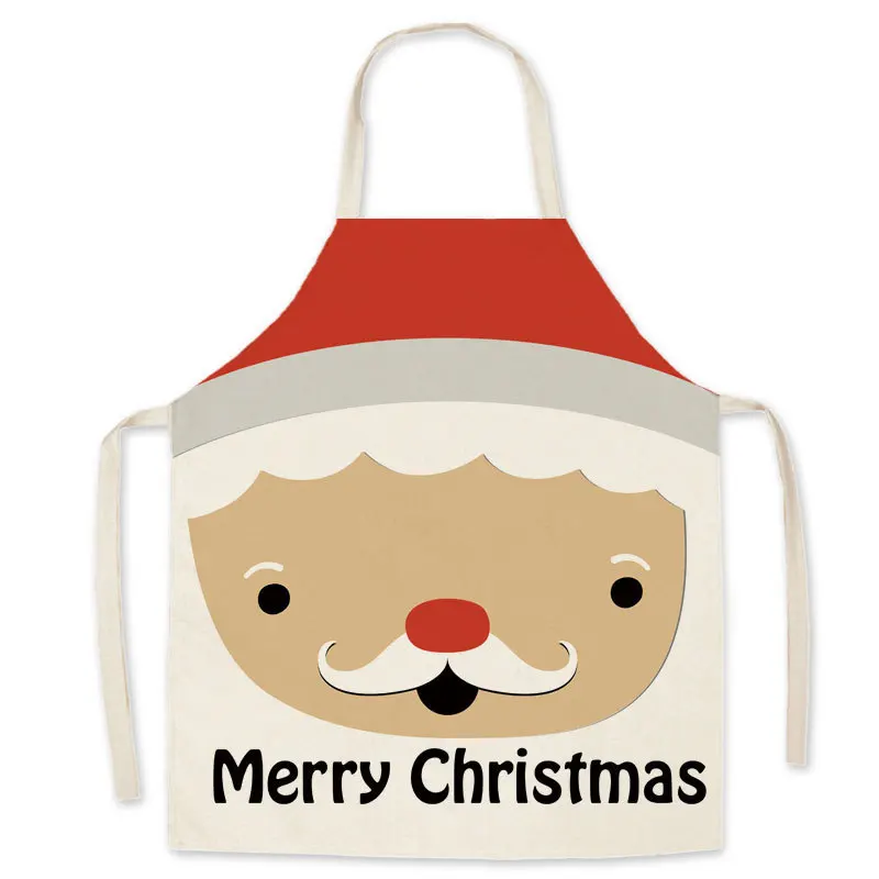 Christmas Linen Apron Printed Christmas Gloves Adult Children Coverall Antifouling Cleaning Painting Apron Can Be Customized