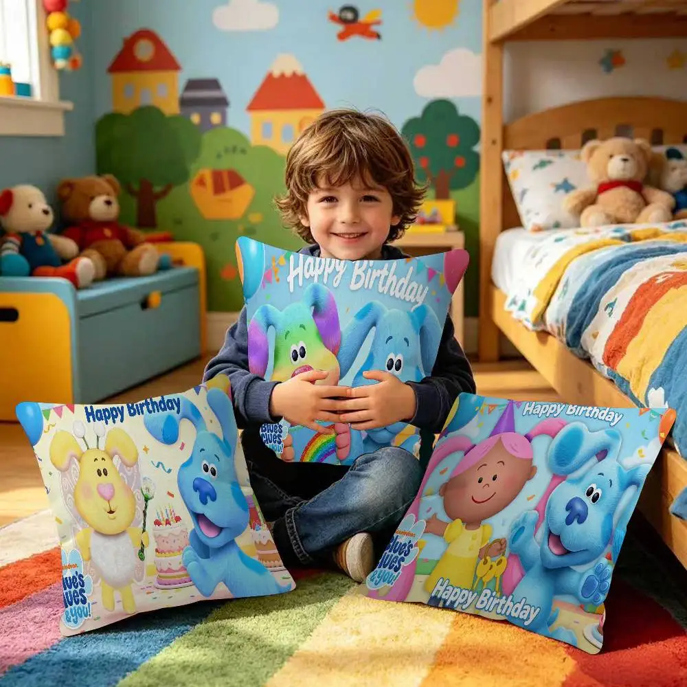 Housse de coussin à thème dessin animé Blue Clue Dog, décoration de ferme, housses de coussin décoratives pour canapé