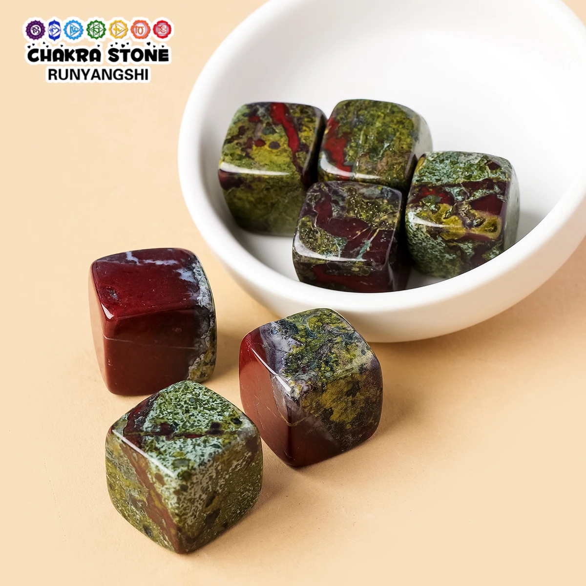 5pcs Natural Stone Crystal Sugar Cube, Dragon Bloodstone Cube, DIY Jewelry Accessories Semi-finished Parts, Home Decor