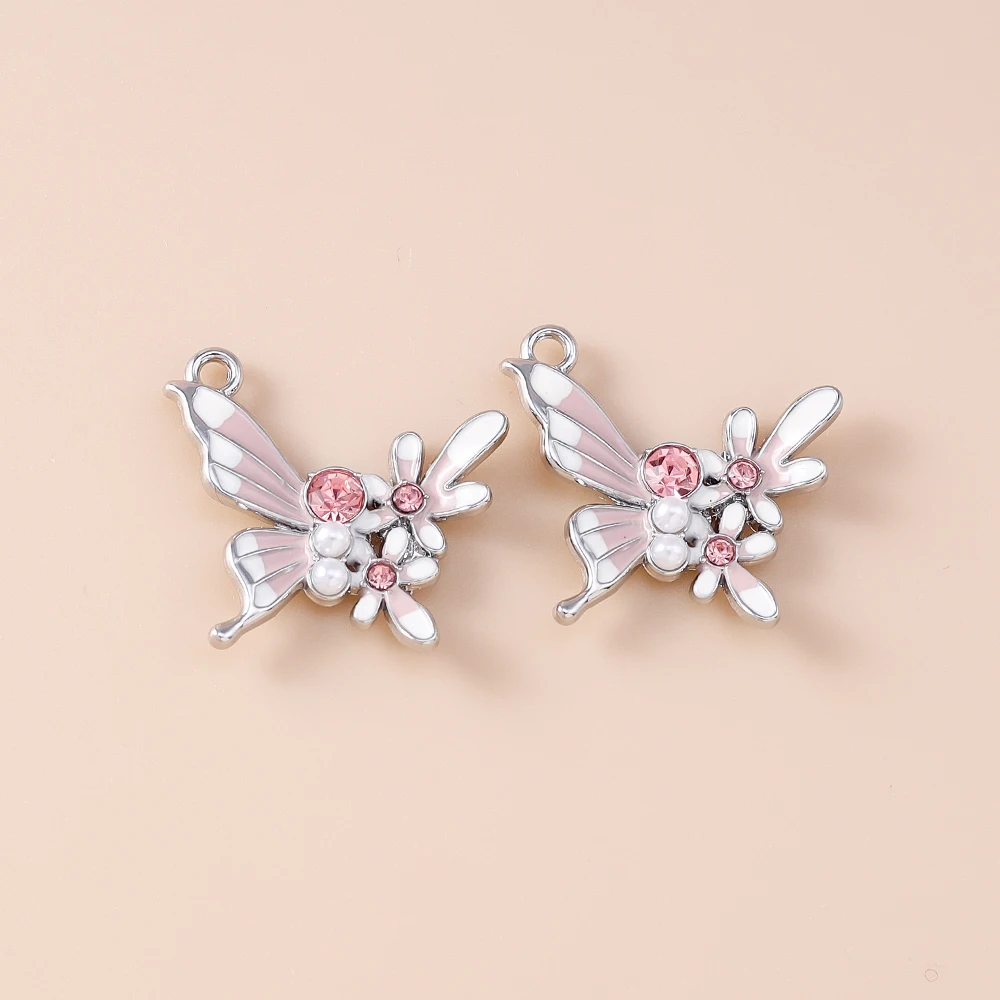 Leslie 5 Stück exquisite Charms, wunderschöne florale Schmetterlingsanhänger für Ohrringe, Halsketten, handgefertigte DIY-Schmuckherstellungszubehör – Detail 4