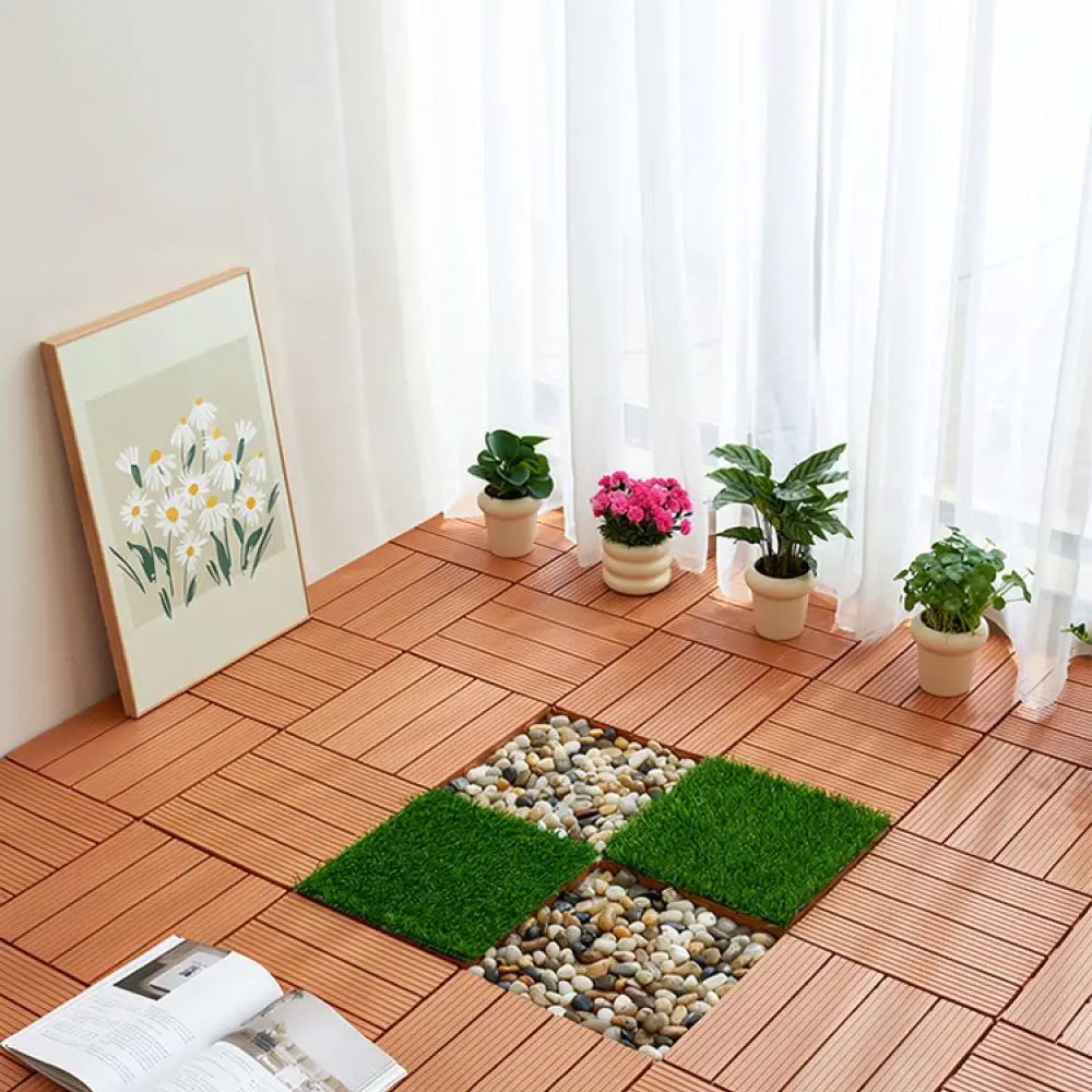 Weatherproof Plastic Interlocking Decking Tiles Modular Flooring For Balcony Terrace Backyard Easy To Install Floor Mats