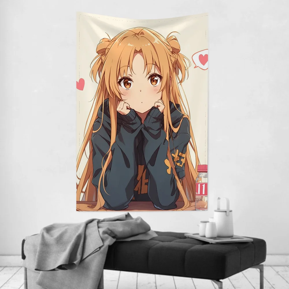 Yuuki Asuna Anime Sword Art Online Tapestry Room Decor Wall Cloth Party Hanging Background Room Decor Baby Room view 4