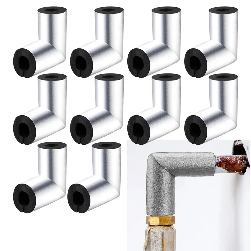 

4/10pcs 3/4" Elbow Insulation Tubing Home Adhesive Foam Tubes With Aluminum Foil For Heat Preservation Waterproof