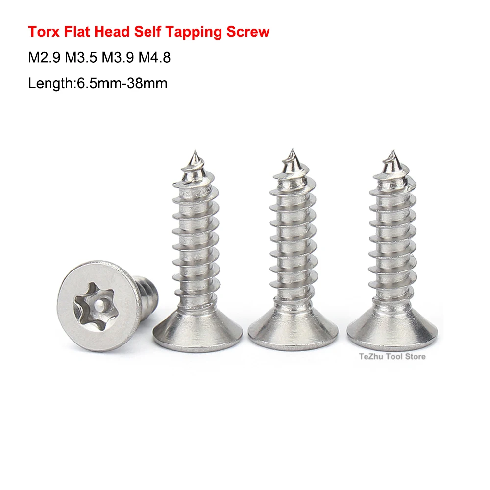 

M2.9 M3.5 M3.9 M4.8 304 Stainless Steel Pin Torx Flat Countersunk Head Anti-thief Tamper Proof Security Self Tapping Wood Screw