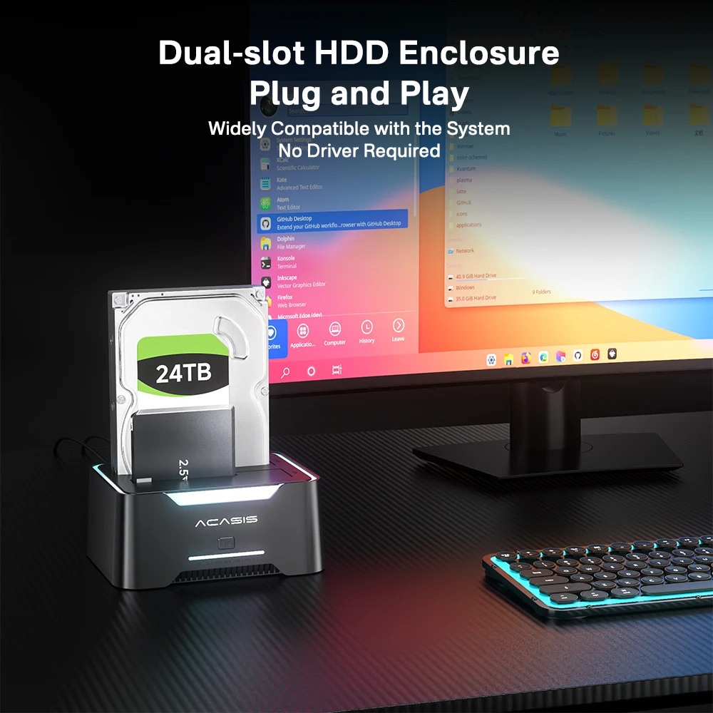 Acasis USB3.0 Dual-Bay HDD Docking Station 2.5/3.5