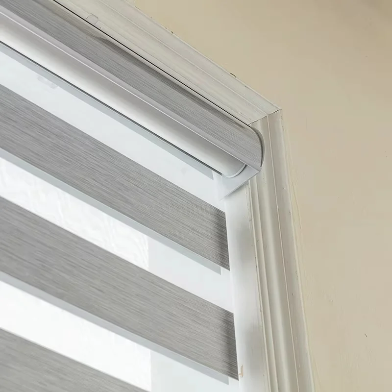Wholesale Customize Cordless 100% Poyester Noise Reduction Privacy Protection Zebra Blinds For Bedroom