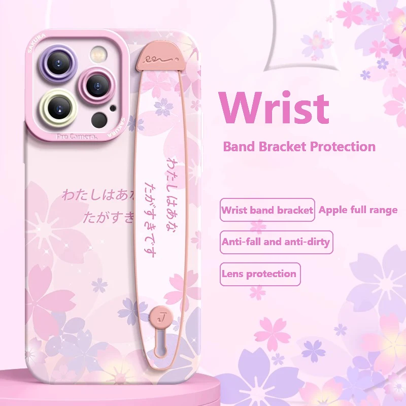 Deluxe Wrist Band Bracket Case Applicable Iphone 15 14 13 12 11 Pro Max X XR Xs Silicone Advanced Cell Phone Protective Cover