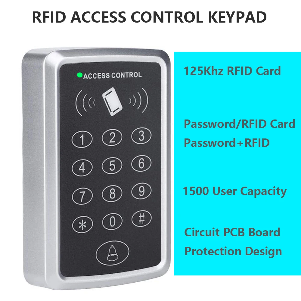 M203 แบบสแตนด์อโลนปุ่มกดควบคุมการเข้าถึง RFID คีย์บอร์ดระบบกันน้ํากลางแจ้ง 125KHz Controller Card Reader