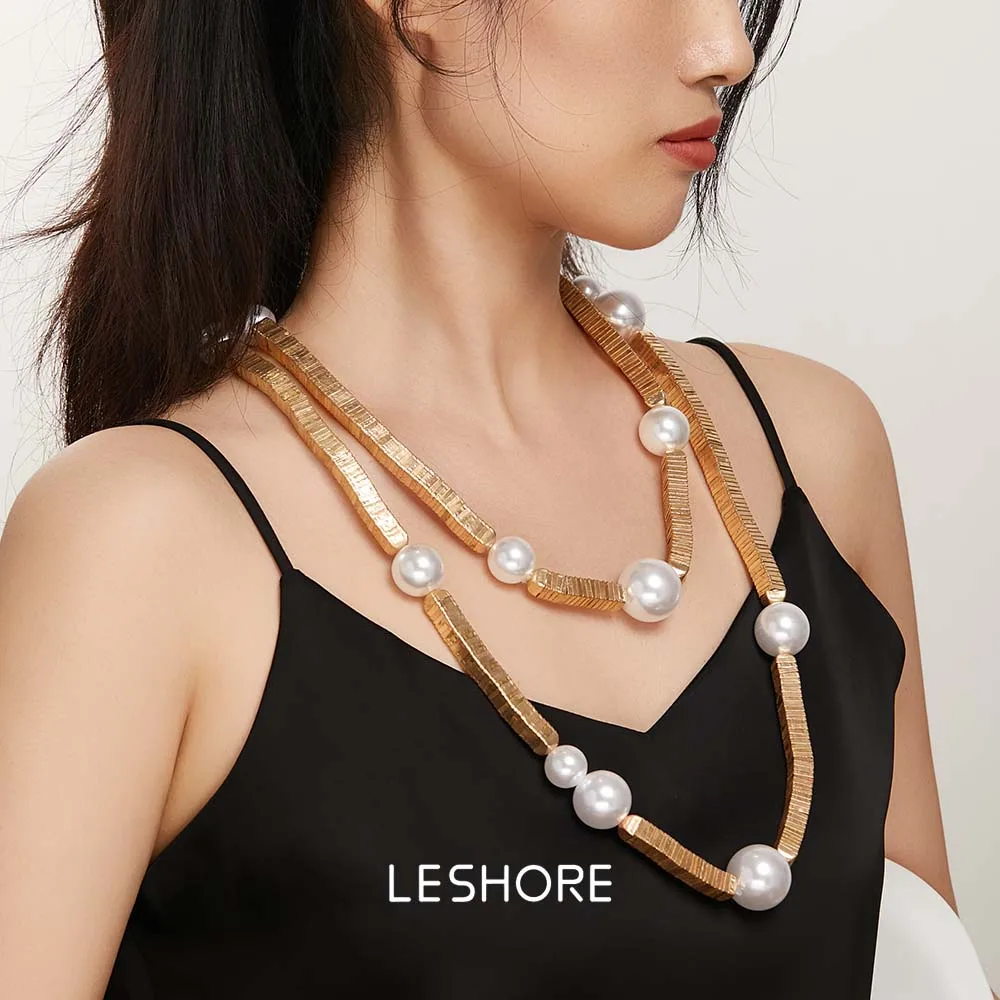 

LESHORE Pearl Long Beaded Pendant Necklace Fashionable and Unique Jewelry Gift for Girls Free Shipping