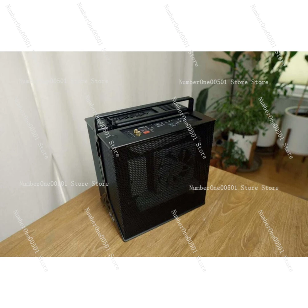XPROTO-Mini ITX Open Frame Chassis 1U iGPU Full Aluminum Vertical Portable With Handle PCIE4.0 Riser Cable No Hardware Included