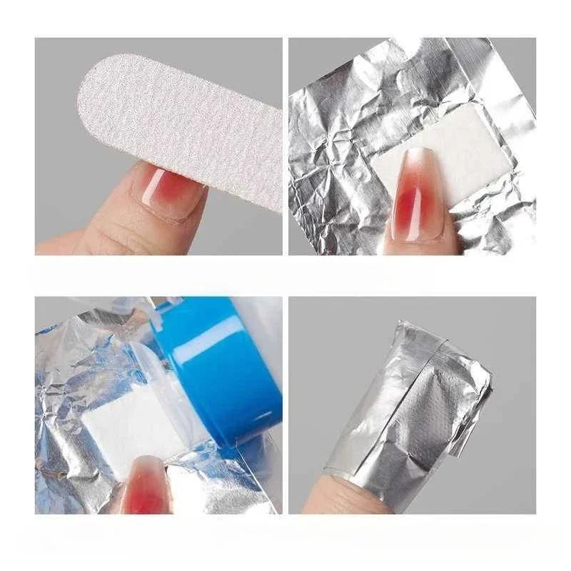 100 pezzi di rimozione smalto per unghie in foglio di alluminio con detergente per gel UV in acetone, carta avvolgente per rimozione manicure, accessori e strumenti per unghie