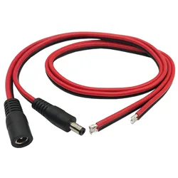 1 Pair 14AWG DC Power 5.5mm x 2.5mm Male Female Connector Extension Pigtail Bare Wire Cable CCTV Security Camera LED Strip Light