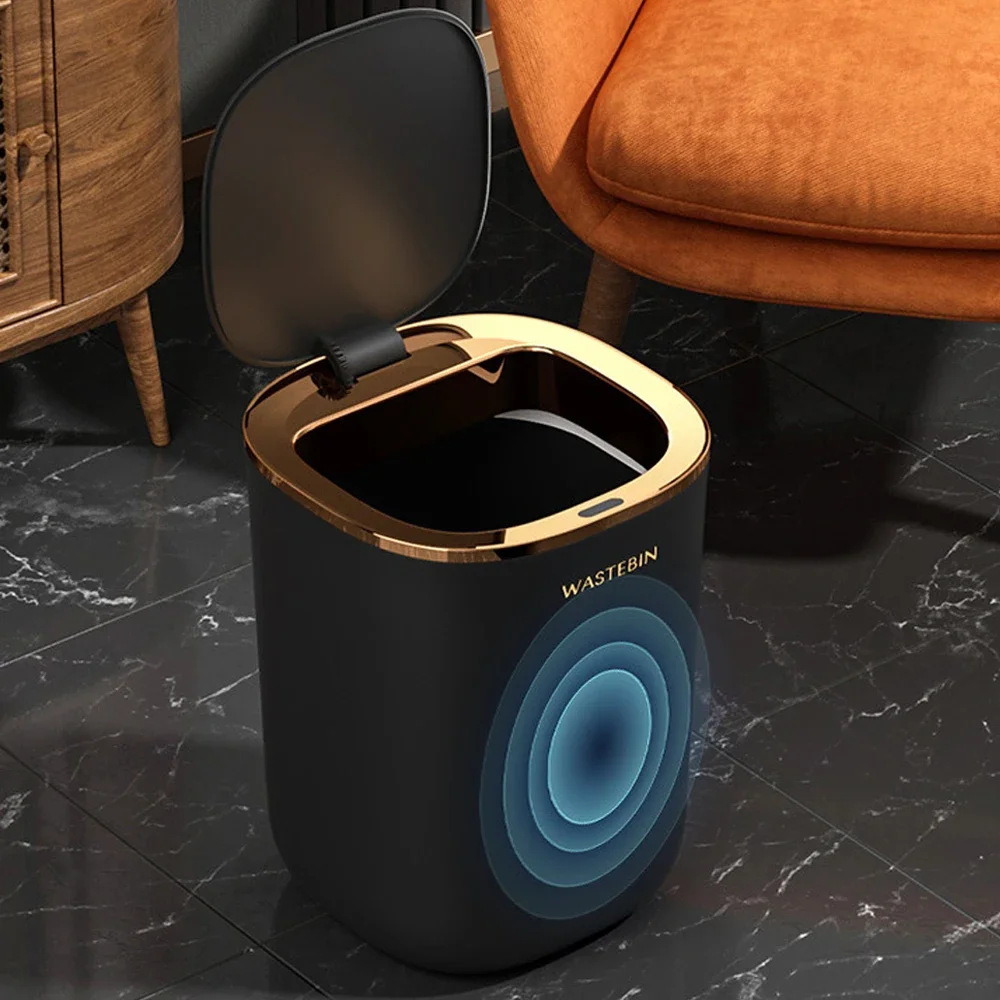 12L Smart Trash Can Kitchen Food Waste Recycle Garbage Bin Black Bathroom Toilet Wastebasket Automatic Sensor Trash Can