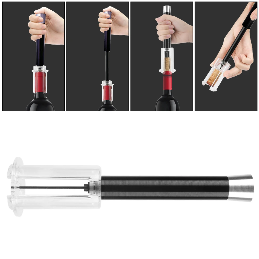 Bar Accessories Stainless Steel Pin Air Pump Wine Bottle Opener Easy Cork Remover Safe Portable Air Pressure Wine Corkscrew