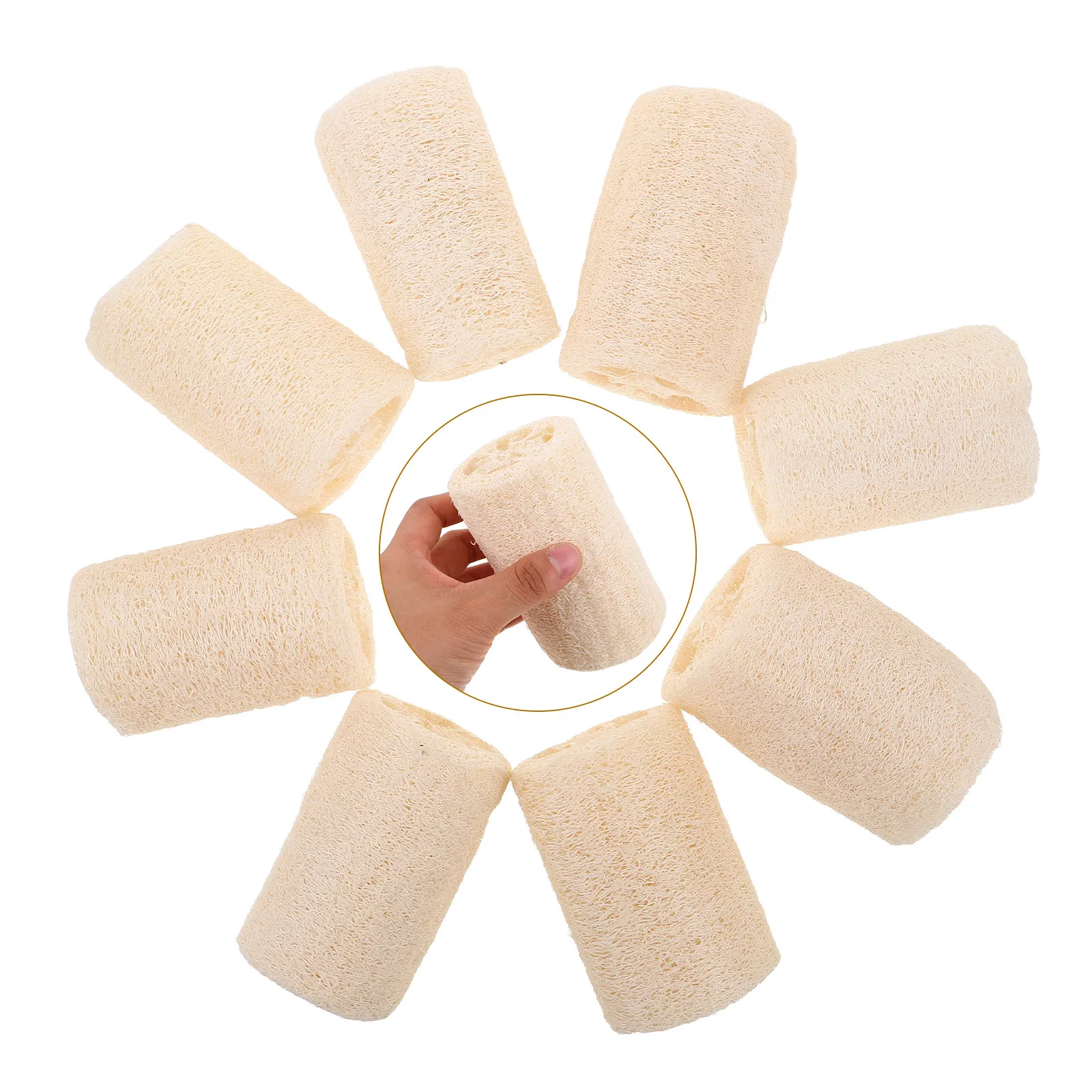 8Pcs Natural Loofah Bath Scrubbers Gentle Exfoliating Shower Sponge Body Scrub Luffa Pads Kitchen Dish Cleaning Silicone