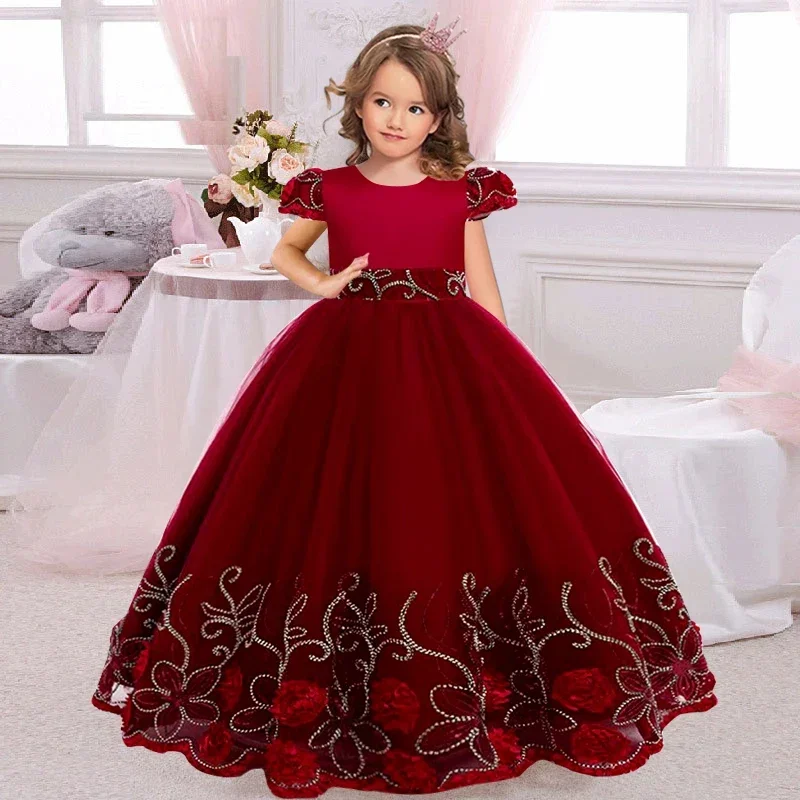 New Flower Girl Dresses Piano Performance Dress Birthday Wedding Party Pageant Costume Gorgeous Birthday Evening Dress 4-14Y