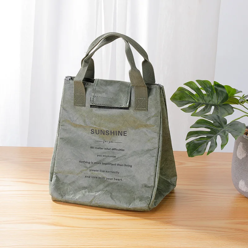 Paper Lunch Bag Waterproof Insulation Bag Aluminum Foil Portable Waterproof Storage Bag Japanese Handbag Office Worker Student