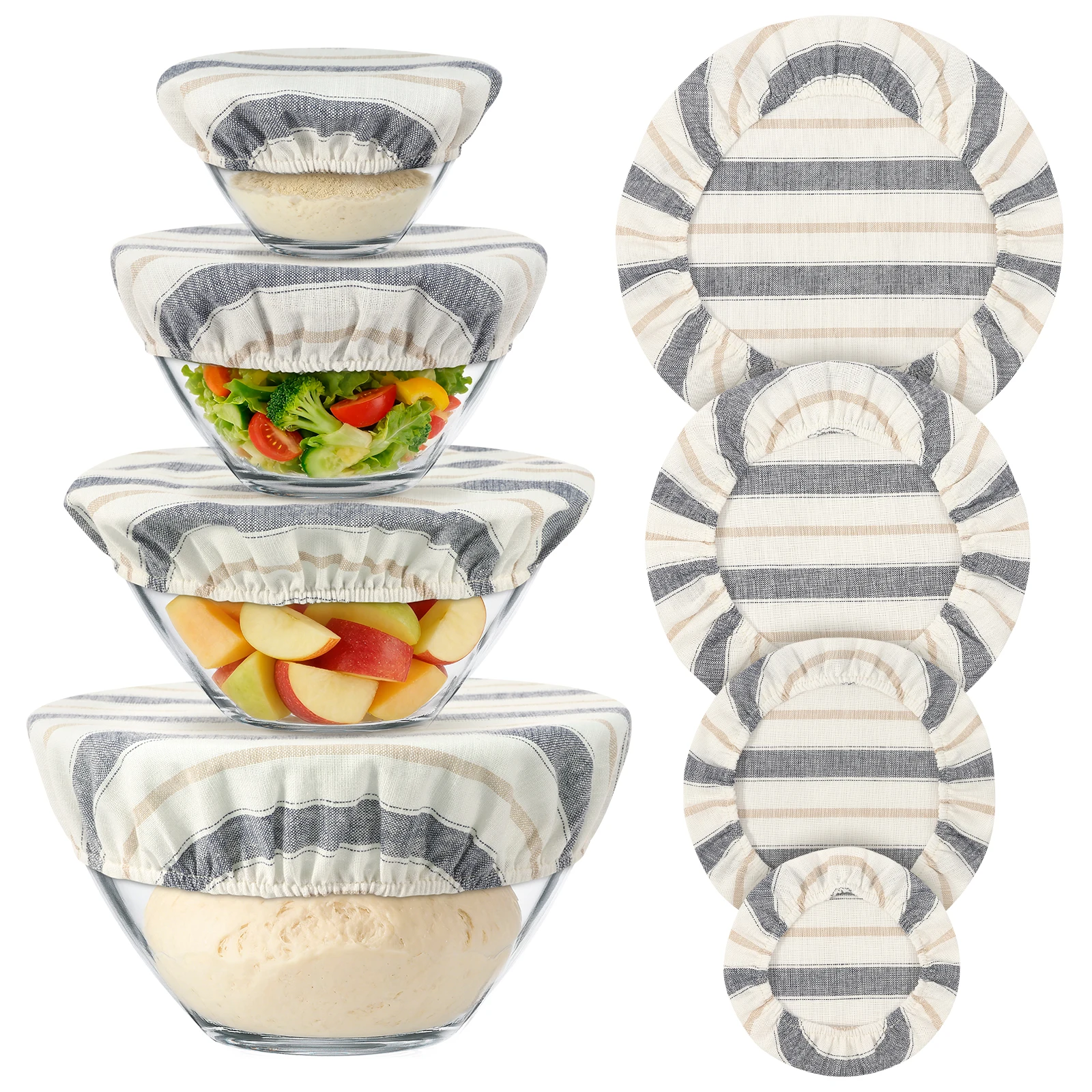 Juego de 3/4 Fundas de Tela para Cuencos de Pan de Levadura, Cubiertas de Algodón y Lino Antipolvo para Fermentación de Pan en Cocina Doméstica