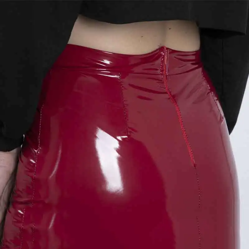 

Women High Waist Patent Leather Mini Skirt Sexy FauxLatex Pencil Skirt Custom Nightclub Costume SummerStretch PU Slim Skirt