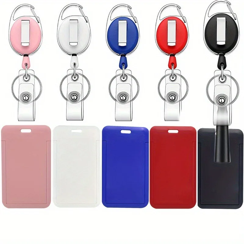 Zinc Alloy Retractable Badge Reel Card Holder Multi-color High Elasticity Keychain ID Clip Professional Reusable Pull Cord