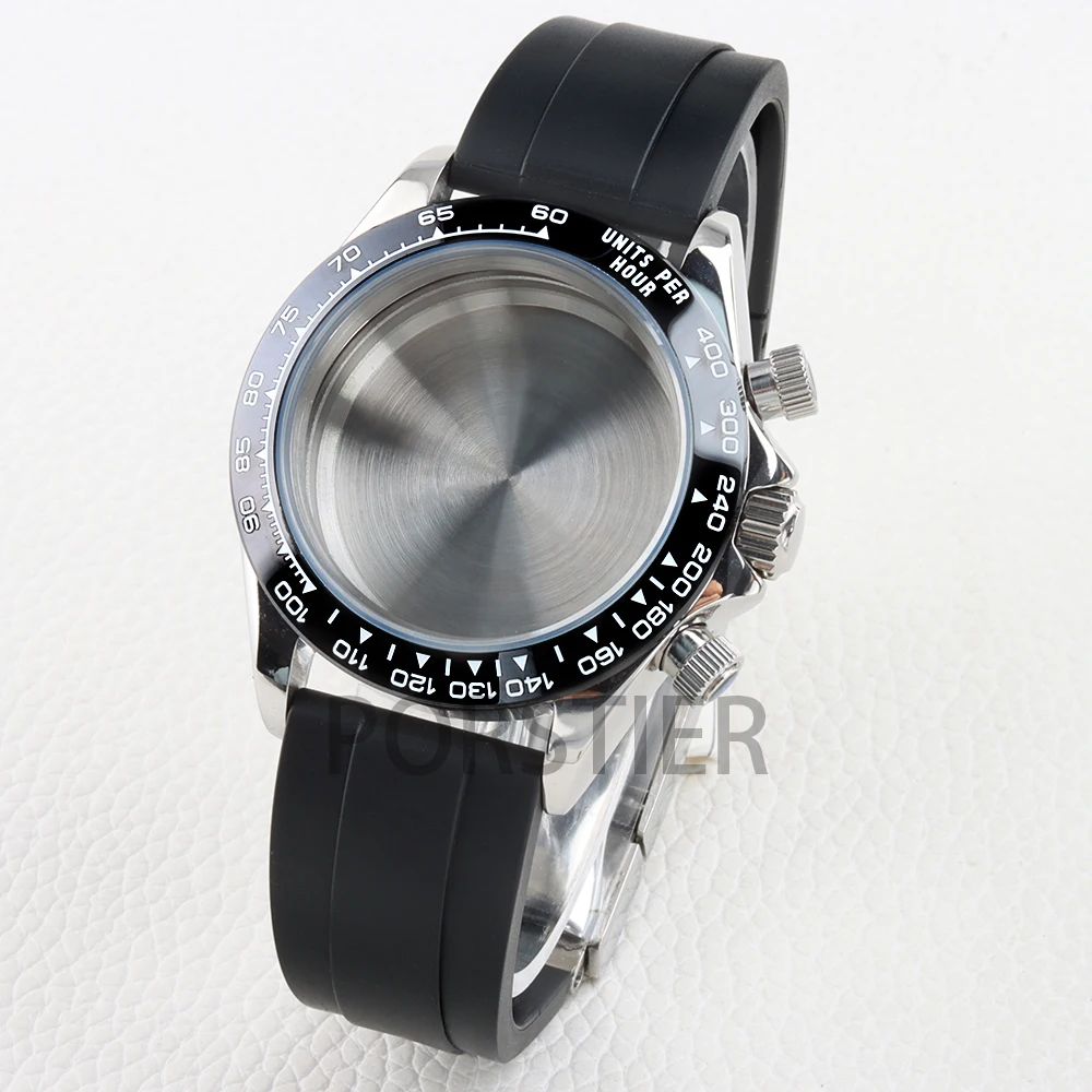 40mm VK63 Case Solid 316L Stainless Steel Rubber Bracelet for DAYTONA VK63 VK64 Automatic Movement 29mm Dial 100m Waterproof - view 2