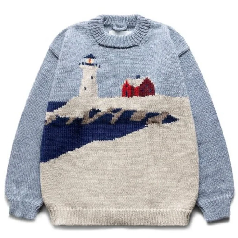 

Y2K spot BODE autumn/winter vintage cardigan heavyweight knitted lighthouse sweater couple