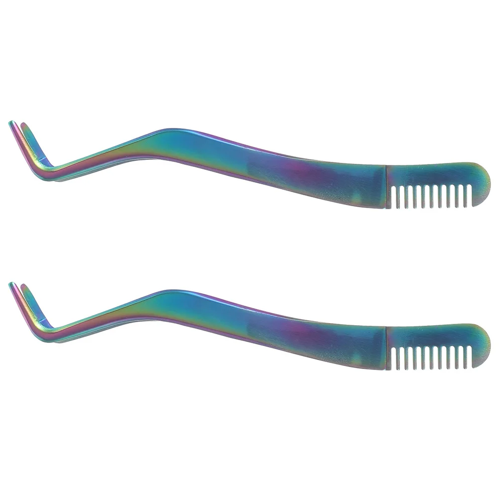 Pinça de cílios premium, 2 peças, aplicador de cílios de aço inoxidável para cílios postiços, fácil de usar, aplicação limpa, sem danos para