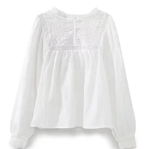 7 Hauptverkaufsbluse Stickerei Weiß - №6