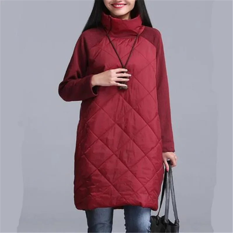 2024 New Fashion Autumn Winter  Women Straight Dress  Turtleneck Casual Loose Slim Patchwork Cotton Soft Vestidos