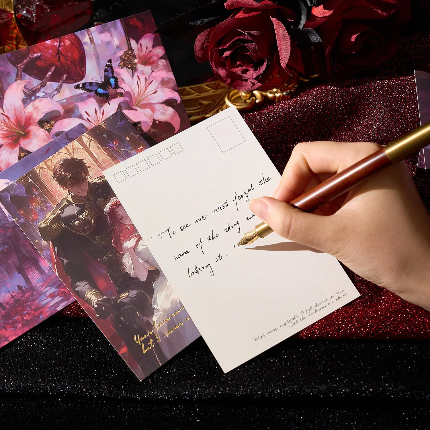 JCAC 30pcs/bag Boxed Gold Foil Postcards, 