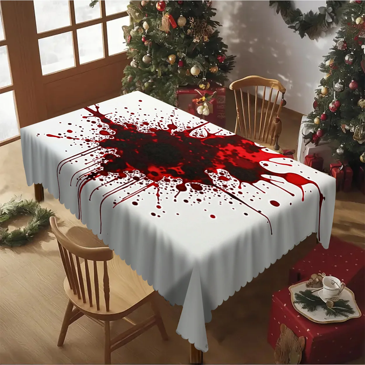One-piece polyester material, blood-stained printed tablecloth, wrinkle-free, for home kitchen tablecloth.