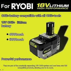 Used for RYOBI ONE+high-performance lithium battery 18V low self discharge, suitable for all ONE+tools P104, P107