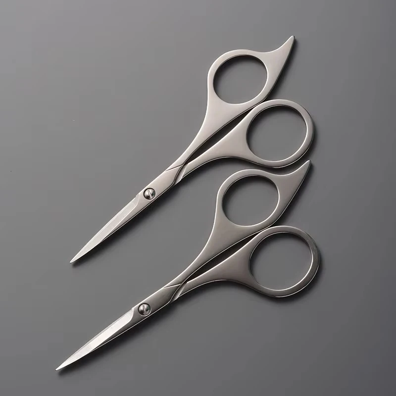 Premium Serrated Stainless Steel Beard Scissors, Sharp Pointed Shears for Eyebrow Eyelash Hair Styling, Unisex Beauty Tools