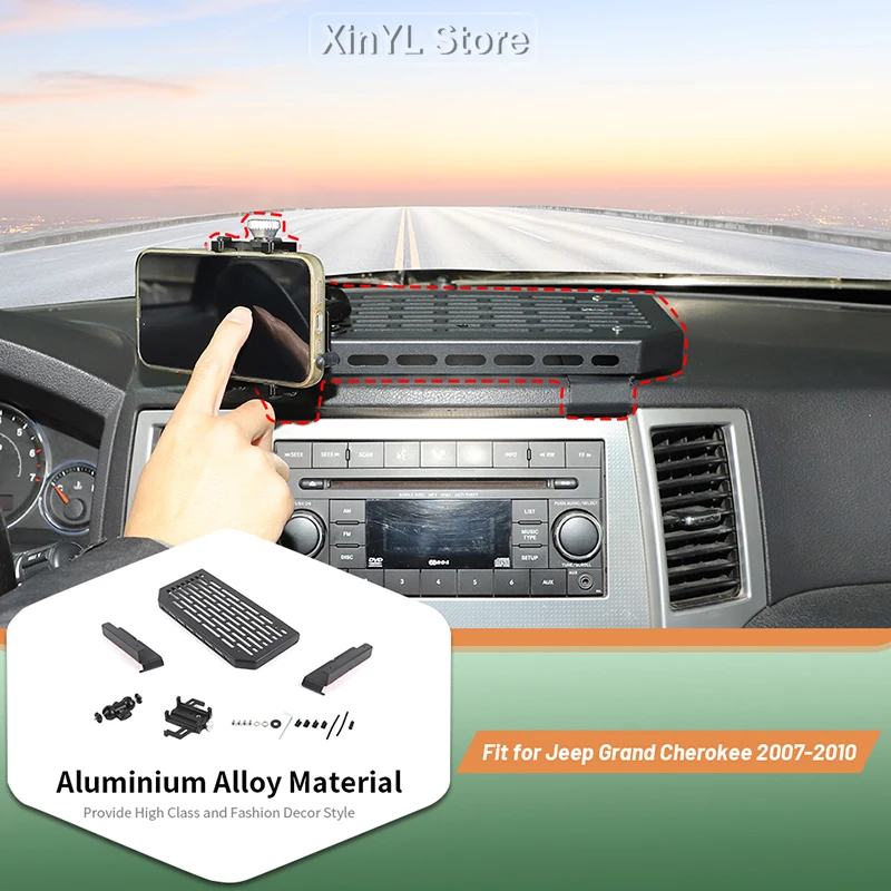 Car Center Console Expansion Phone Holder Anti-shake Stand For Jeep Grand Cherokee 2007-2010 Interior Accessories