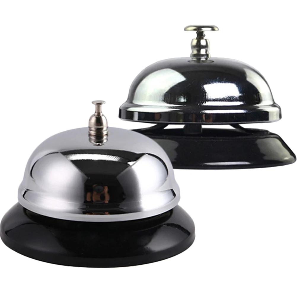 

2pcs Dinner Metal Hand Bell Restaurant Hotel Bar Kitchen Bell Small Size Clear Tone Practical Safe Elderly Assistance
