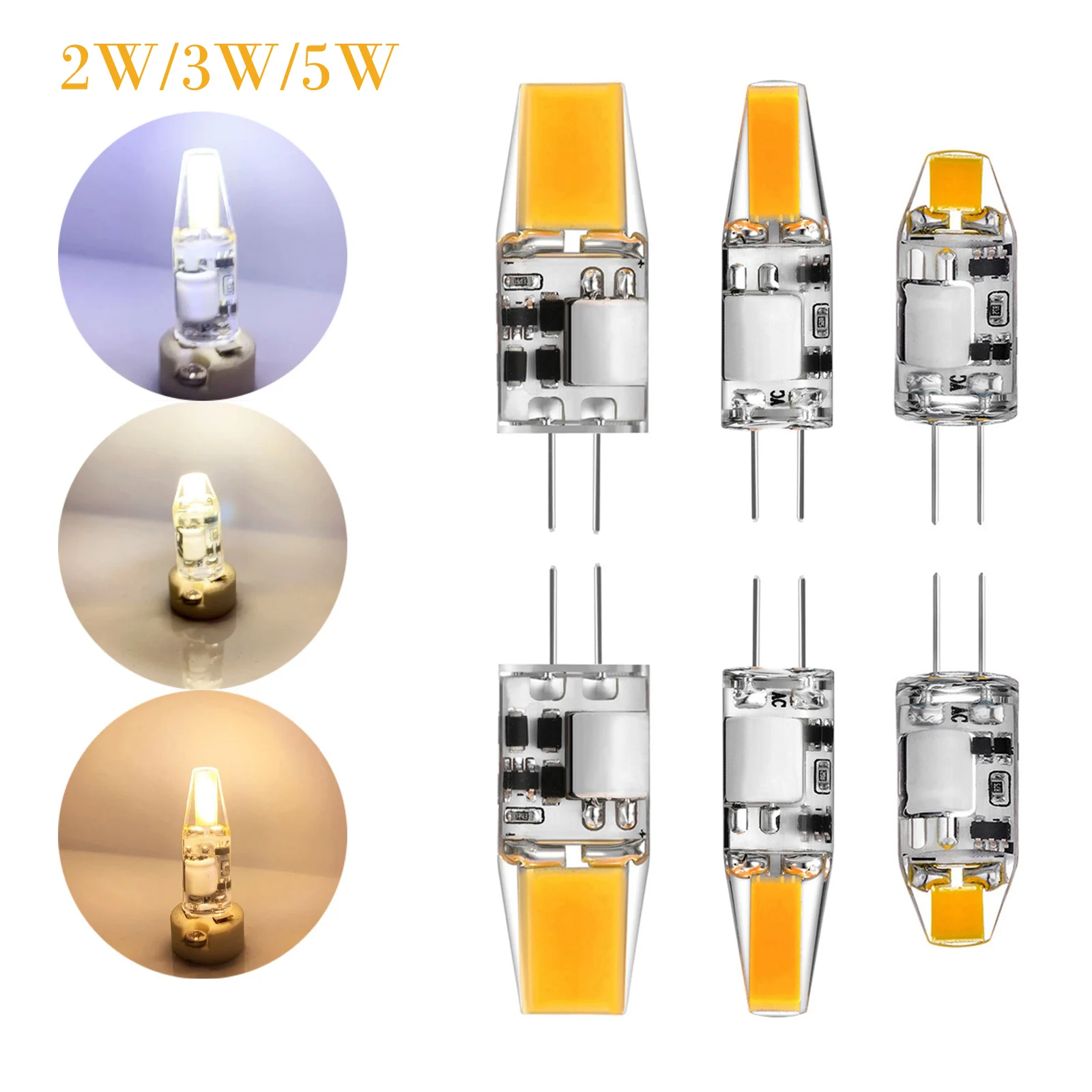 

G4 Led Cob Silicone Light Bulbs 3W 5W 12V Home Lighting Led Cob 3000K 4000K 6000K No Flicker Bulb Room Replace For Pendant