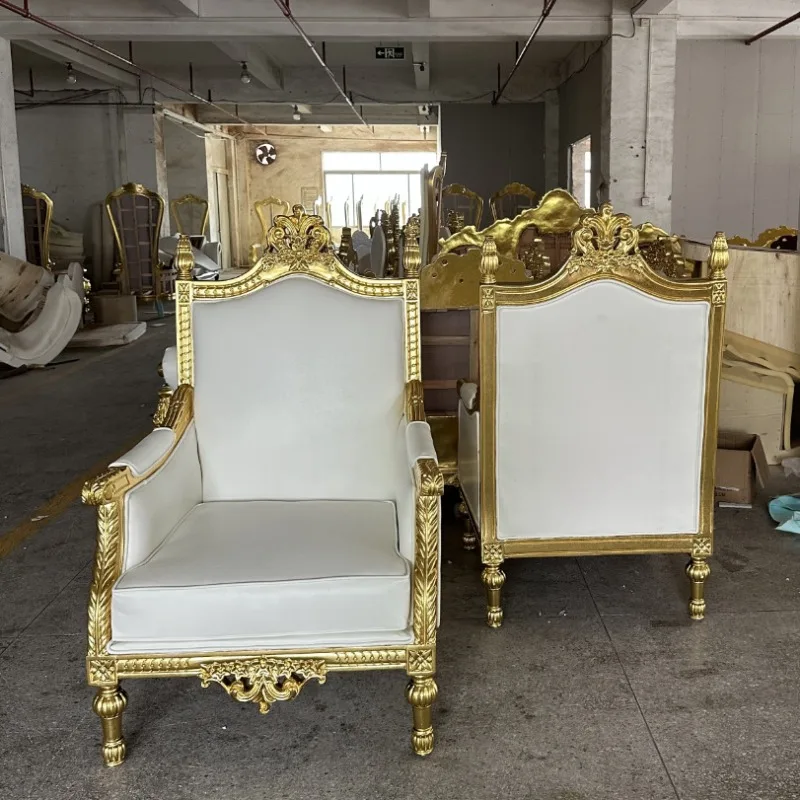 Small apartment living room single sofa hotel lobby banquet chair gold carved sofa chair negotiation chair
