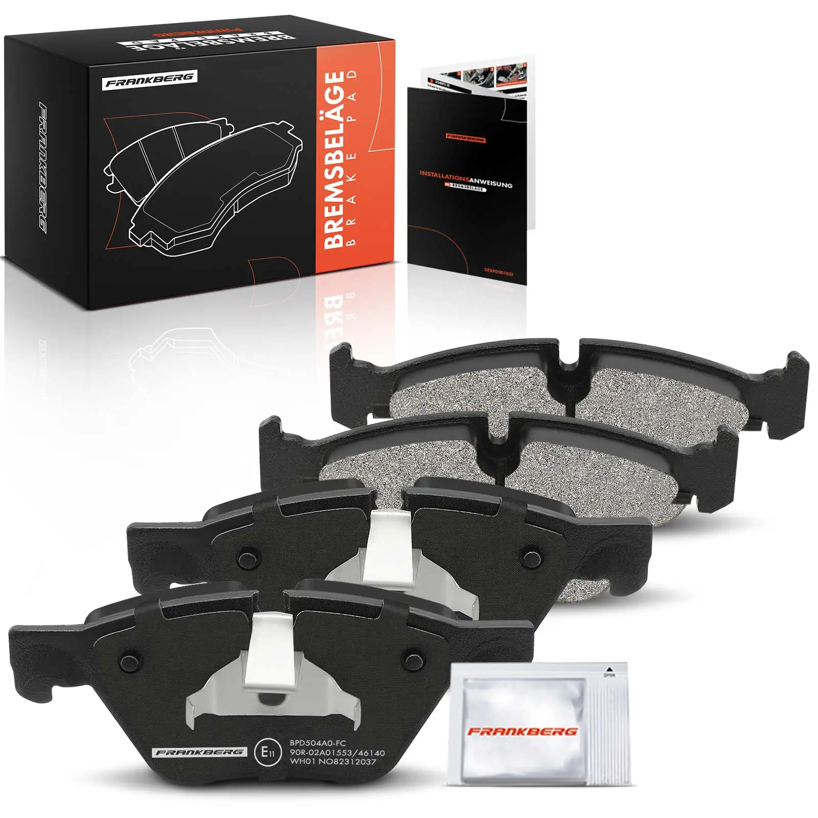 Frankberg 4x plaquettes de frein pour essieu avant, pour BMW série 5 Touring F10 série 5 F11 1,6l 2,5l 3,0l 2009-2017 34112449269 34116798190