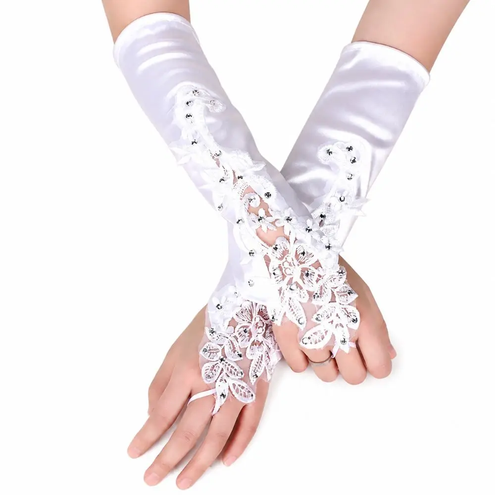 1Pairs New Sexy Women Lace Gloves Fingerless Elegant Bridal Gown Mittens Sunscreen Performance Gloves Clothing Accessories