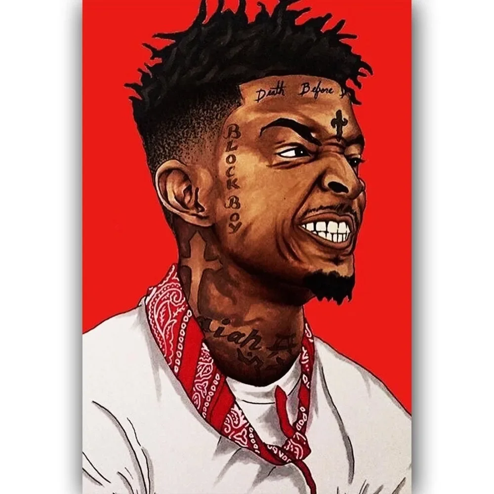 New 21 Savage Hip Hop Rap Music Star Custom-Silk Art Poster Wall Sticker Decoration Gift