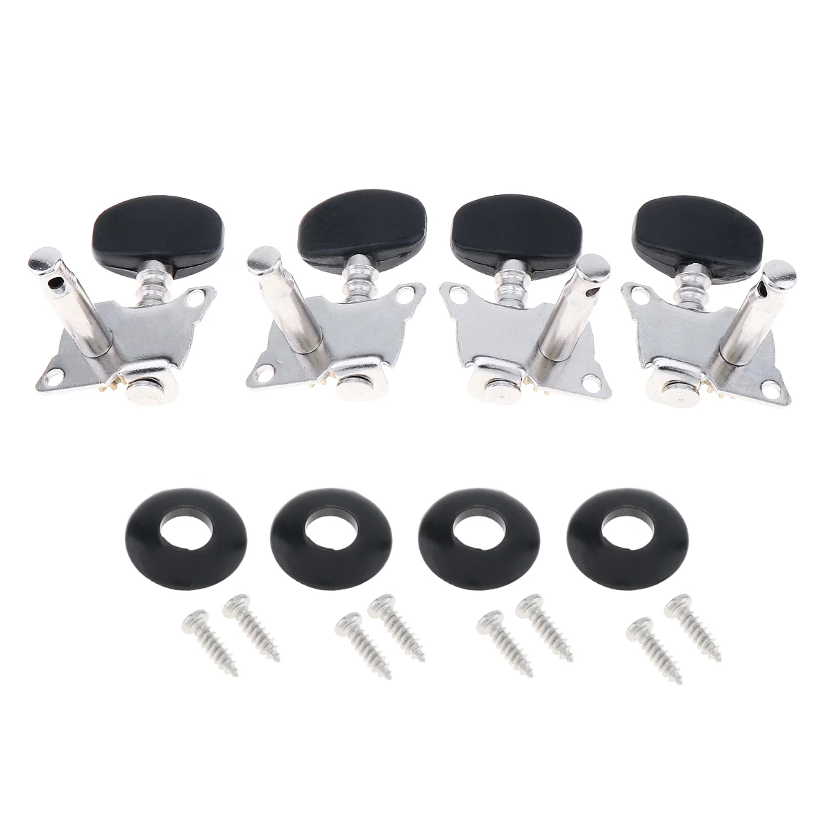 4 Stück Ukulele Schwarz Stimmwirbel 2R+2L Stahl Mechaniken Mechaniken für 21/23/26 Zoll Ukulelen – Detail 7