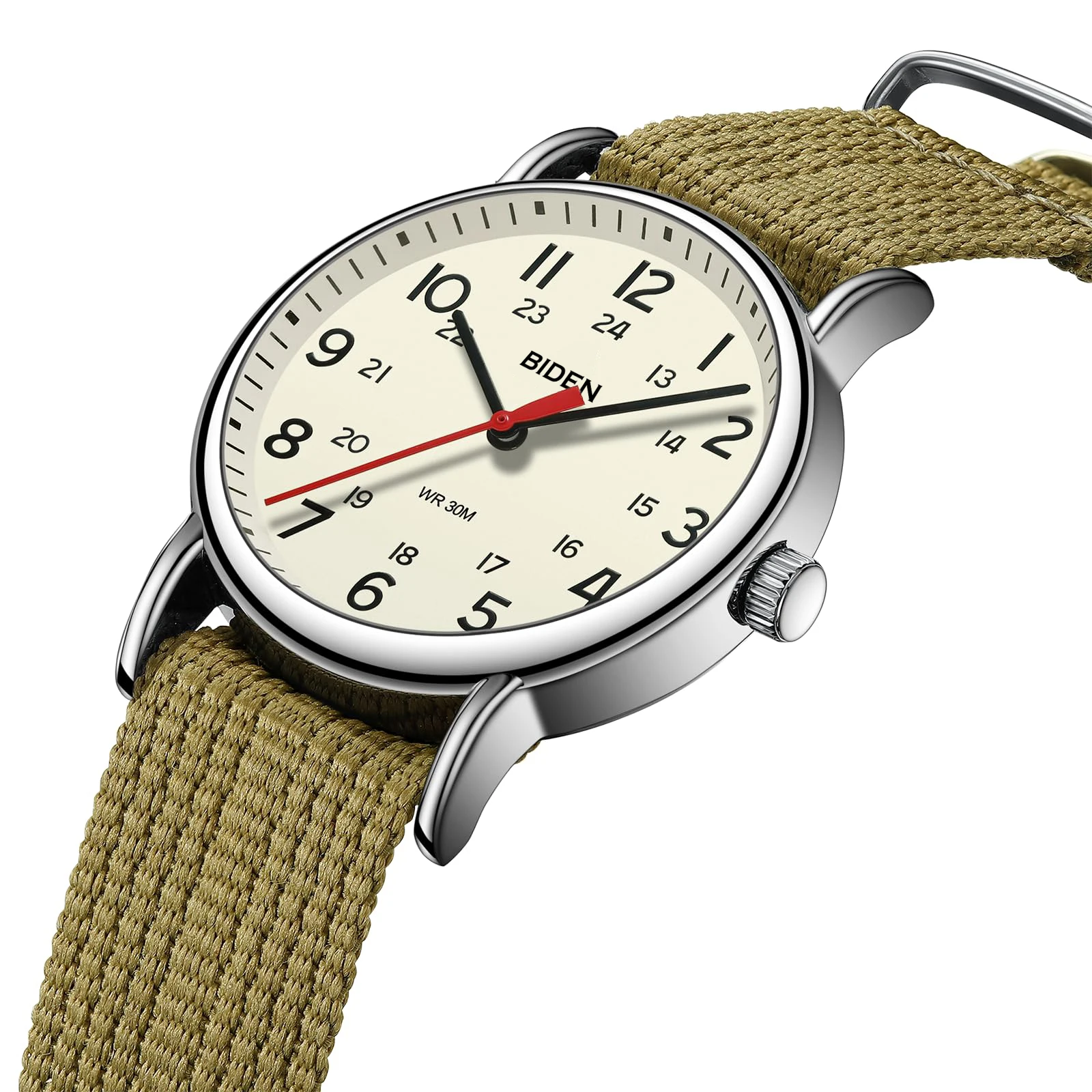 Dış ticaret izle erkek büyük kadran kuvars su geçirmez spor dairesel naylon kayış basit rahat hediye zarif saat kutusu