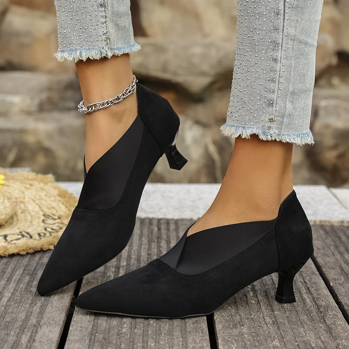 

Spring/ Autumn New Comfortable Stiletto Women's Shoes Suede Party Women's Shoes Fashion Pointed Toe High Heels Zapatos De Mujer