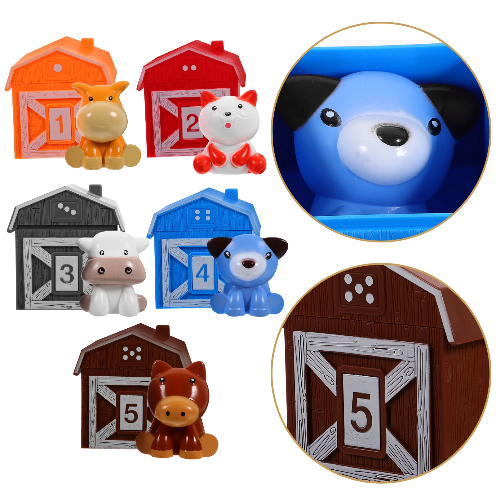 หุ่นนิ้วสัตว์ 5 ชิ้น หุ่นนิ้วการ์ตูนสีสันสดใสสำหรับเด็กเล็ก เล่นสมมติ เล่านิทาน เกมพ่อแม่ลูก บ้านสายรุ้ง