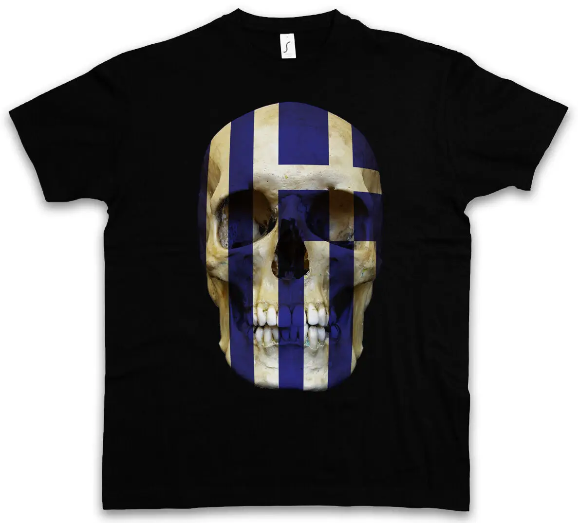 

CLASSIC GREECE SKULL FLAG T-SHIRT - Biker MC Banner Shirt Sizes S - 5XL