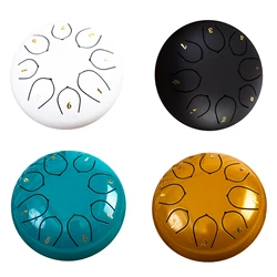 6 Inches 8 Tones Steel Tongue Drum Outdoors Rain Drum Instrument Mini Hand Drum Ethereal Drum Sticks Percussion Drum Accessories