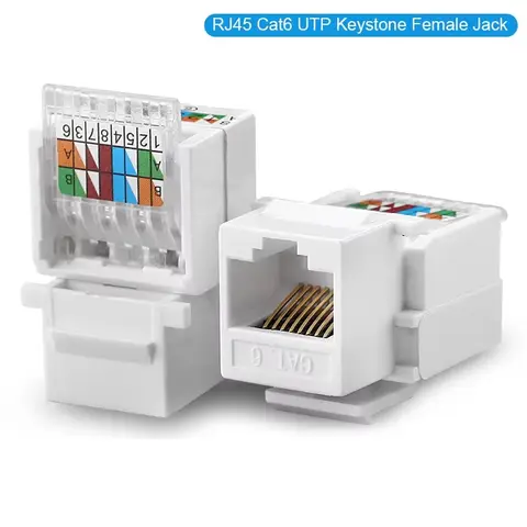 UTP Category 6 RJ45 Network Module RJ45 Connector Information Socket Computer Outlet Cable Adapter Jack CAT6 Cable Patch Panel