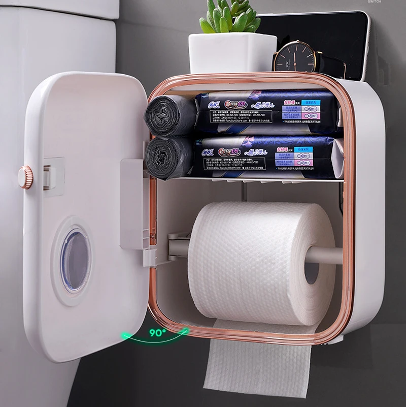 Paper Towel Dispenser Toilet Paper Holder Tissue Box Toilet Free Punching Storage Waterproof Bathroom Rack Shelf Rack