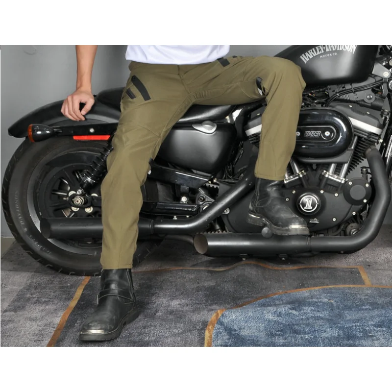 

Motorcycle Riding Pants High Waist Waterproof Windproof Breathable CE Protective Anti-Fall Biker Trousers Army Green